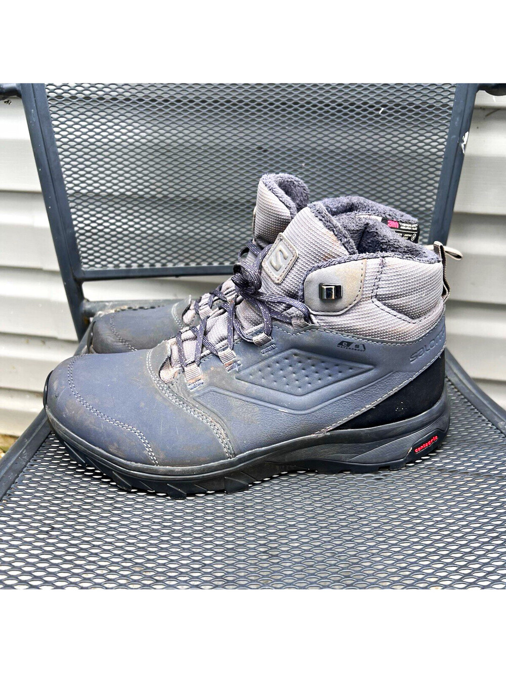 Salomon Men's Gray/Black Mid Hiking Boots US 9 Medium 412276